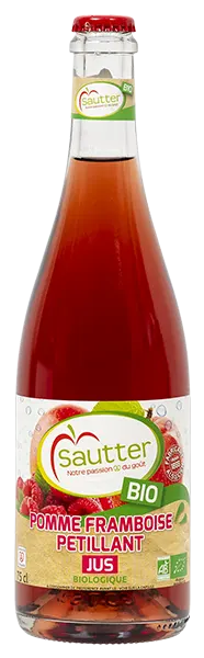 Jus de pomme framboise pétillant biologique