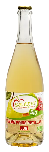 Jus de pomme poire pétillant biologique